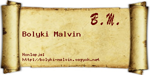 Bolyki Malvin névjegykártya
